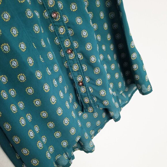 Maeve By Anthropologie Monika Button down Tunic Shirt Top XS Green Longline $128 - Picture 16 of 16